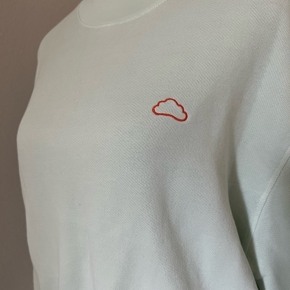 FRAME Mint Green Crewneck Cloud Motif Cropped Sweater - Picture 3 of 5